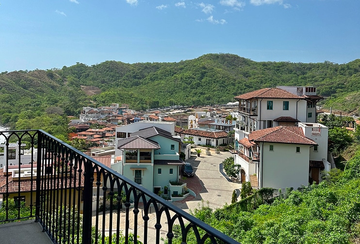 Balcony view overlooking a charming community—highlighting Costa Rica real estate financing options ideal for international home loans for U.S. buyers.