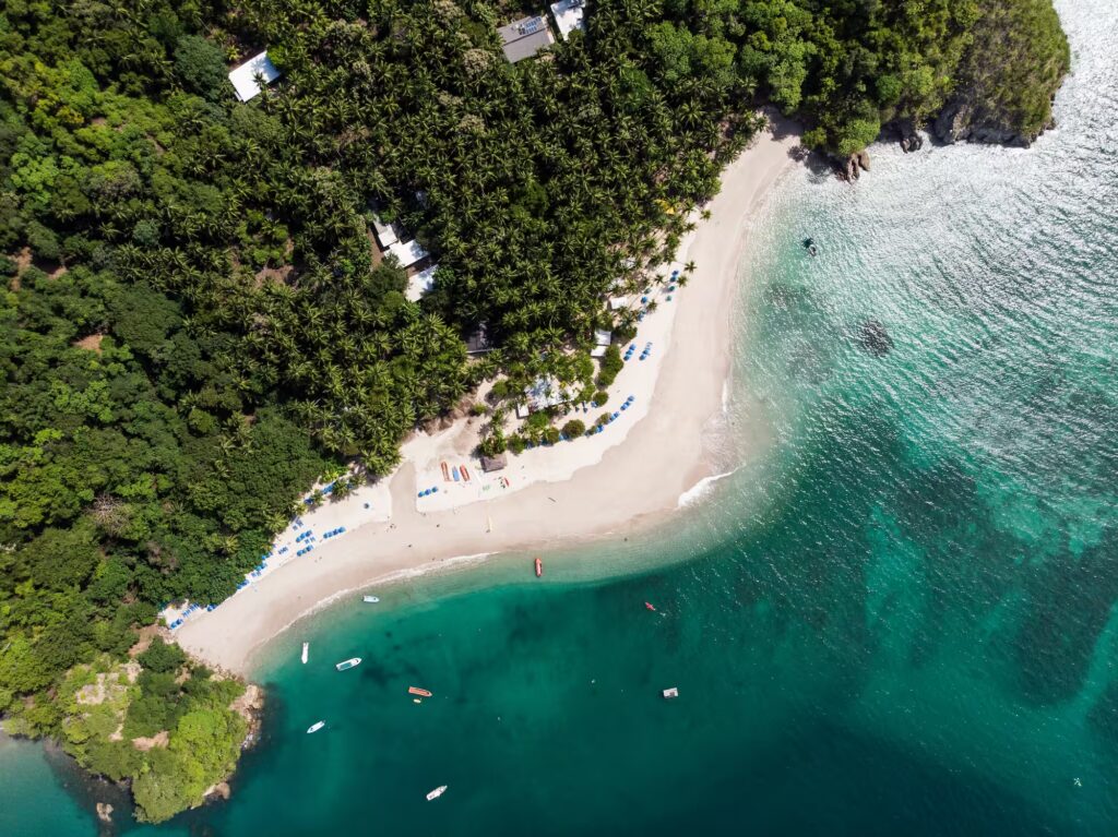 Overhead view of beachfront real estate property in Costa Rica